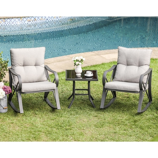 Weatherproof with Timeless Design Kinger Home 3 Piece Patio Bistro Table Set Outdoor Furniture Cast Aluminum Bistro Set Table with Cushions Black